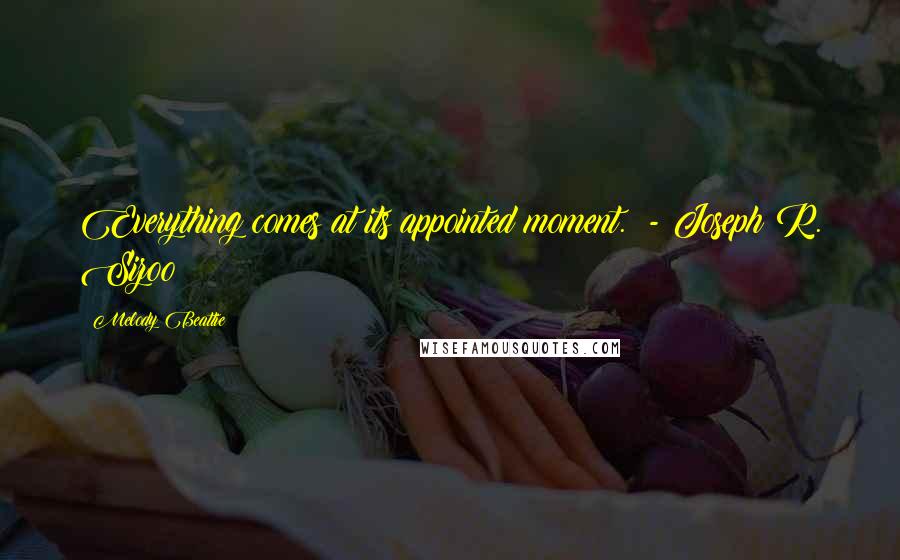 Melody Beattie quotes: Everything comes at its appointed moment. - Joseph R. Sizoo