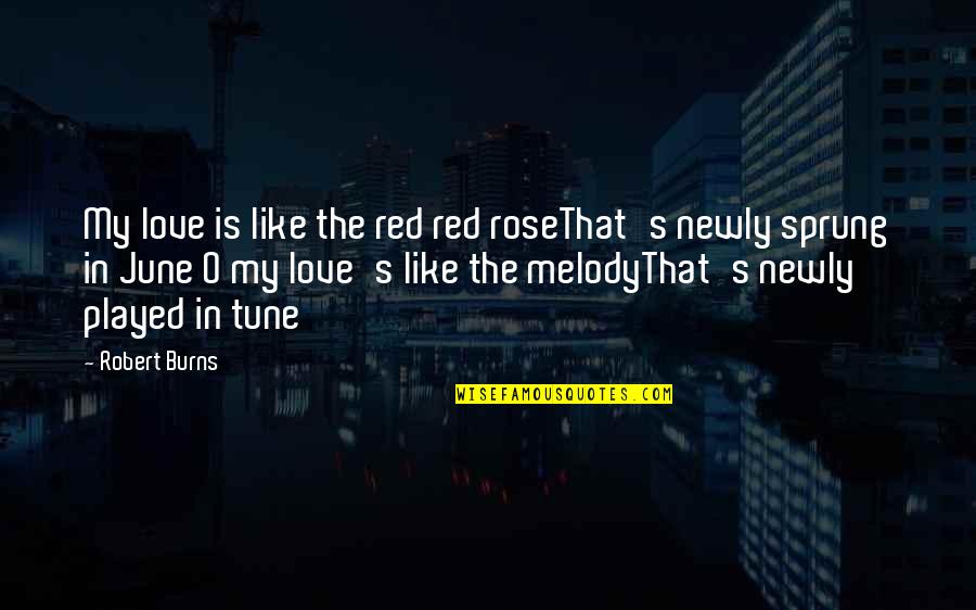 Melody Of Love Quotes By Robert Burns: My love is like the red red roseThat's