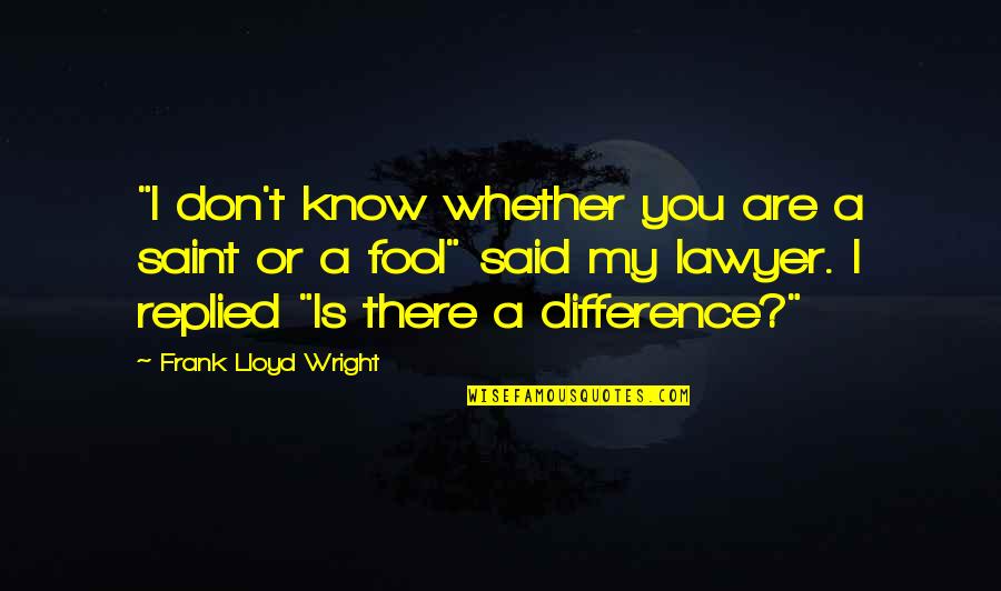 Meloy Bridge Quotes By Frank Lloyd Wright: "I don't know whether you are a saint