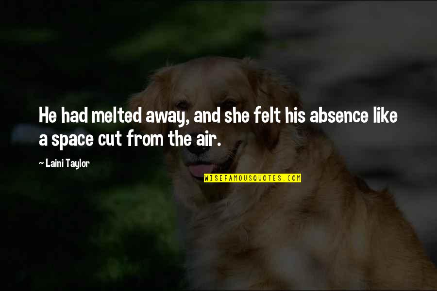 Melted Quotes By Laini Taylor: He had melted away, and she felt his