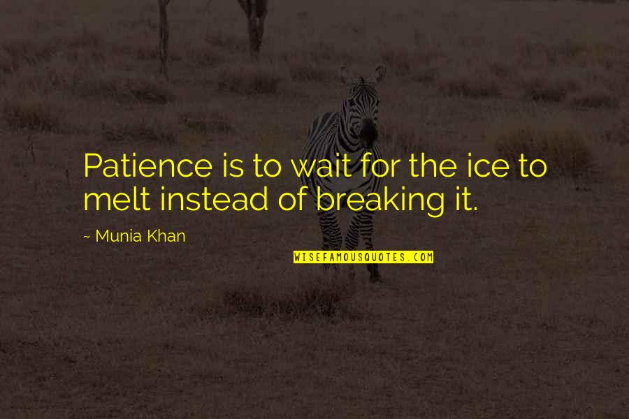 Melting Snow Quotes By Munia Khan: Patience is to wait for the ice to