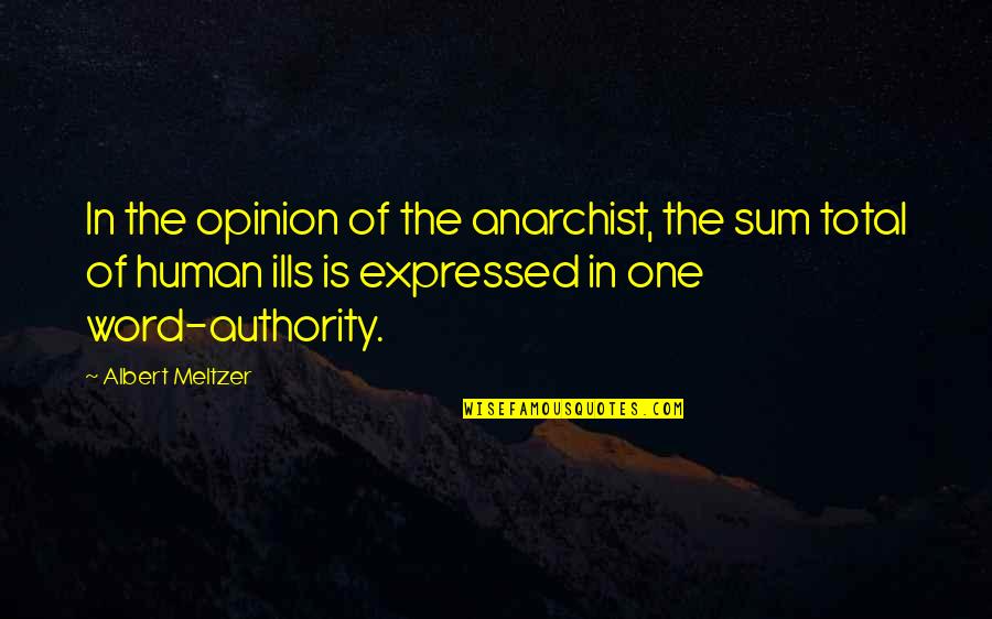 Meltzer Quotes By Albert Meltzer: In the opinion of the anarchist, the sum