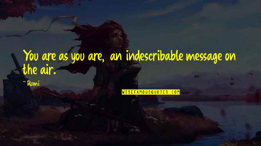 Meluap Quotes By Rumi: You are as you are, an indescribable message