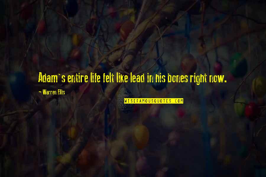 Memadai Kbbi Quotes By Warren Ellis: Adam's entire life felt like lead in his Memadai Kbbi Quotes By Warren Ellis: Adam's entire life felt like lead in his