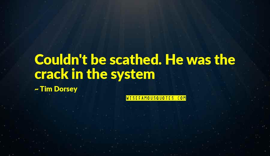 Membrillar Quotes By Tim Dorsey: Couldn't be scathed. He was the crack in Membrillar Quotes By Tim Dorsey: Couldn't be scathed. He was the crack in