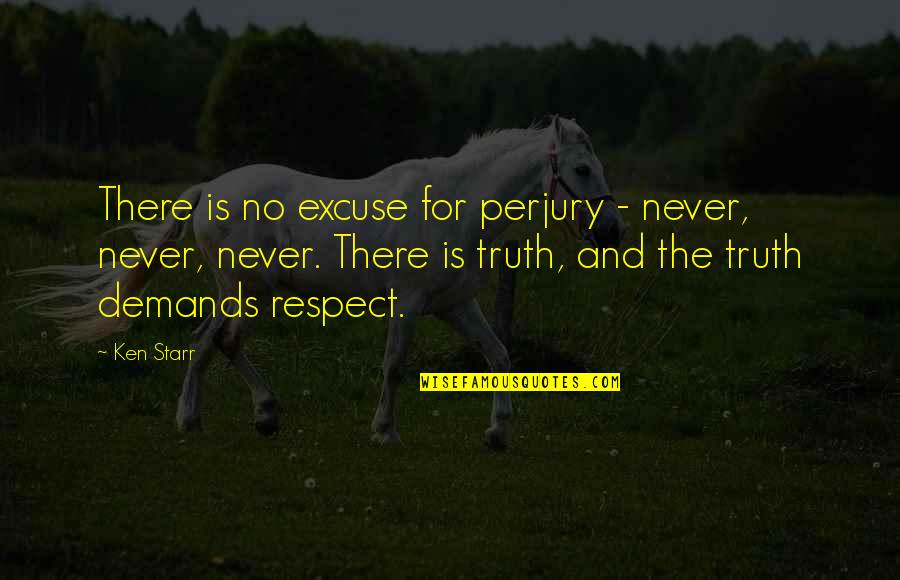 Memoir Quote Quotes By Ken Starr: There is no excuse for perjury - never, Memoir Quote Quotes By Ken Starr: There is no excuse for perjury - never,