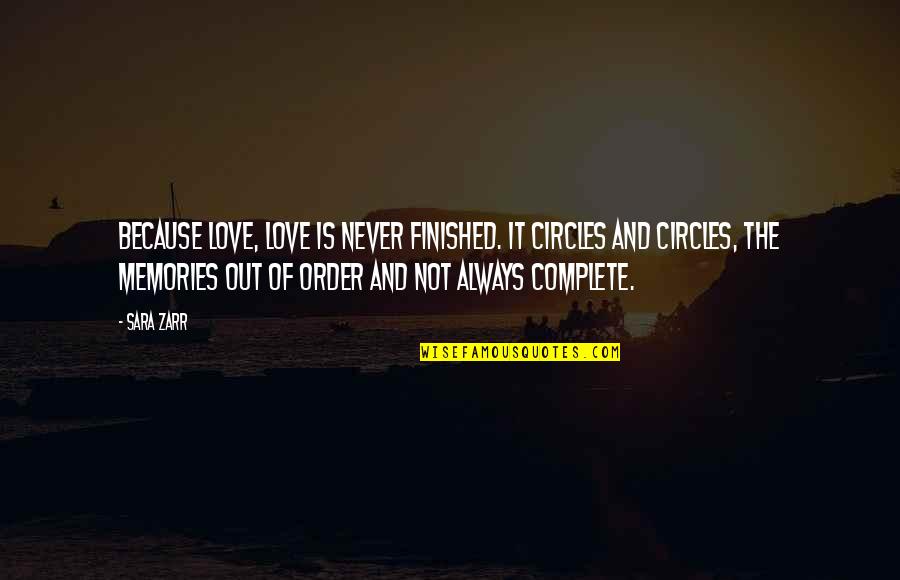 Memories And Love Quotes By Sara Zarr: Because love, love is never finished. It circles