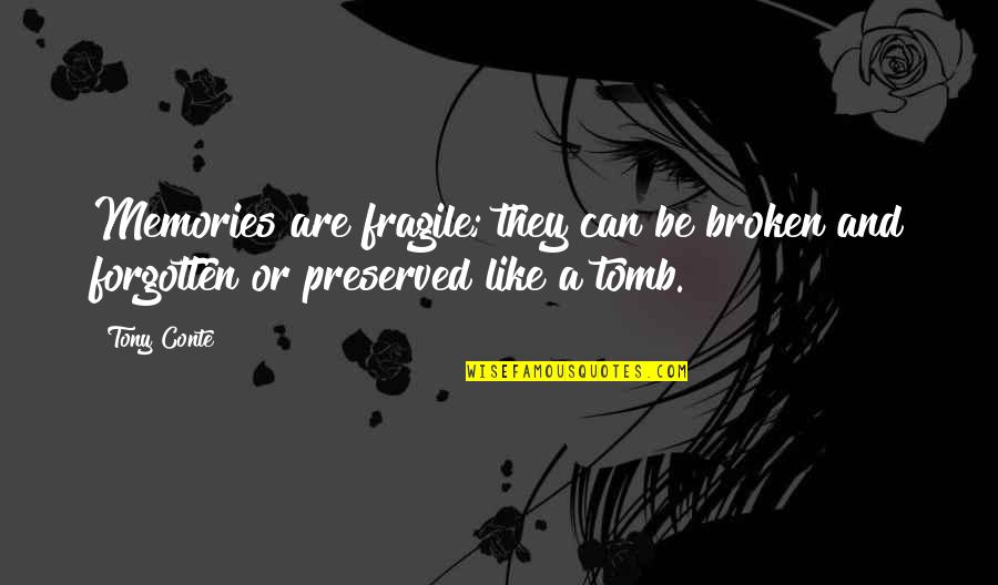 Memories Can't Be Forgotten Quotes By Tony Conte: Memories are fragile; they can be broken and