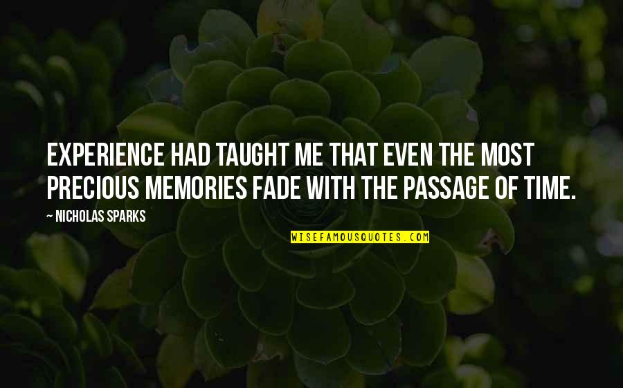 Memories Fade With Time Quotes By Nicholas Sparks: Experience had taught me that even the most