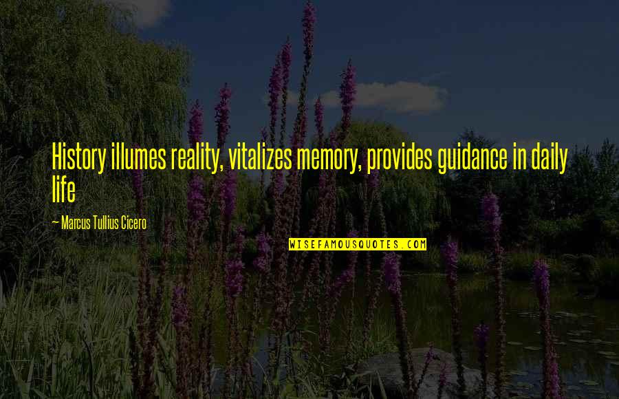 Memories In Life Quotes By Marcus Tullius Cicero: History illumes reality, vitalizes memory, provides guidance in