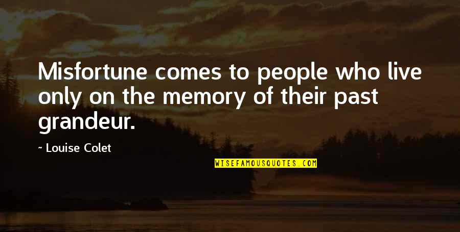 Memories Of The Past Quotes By Louise Colet: Misfortune comes to people who live only on