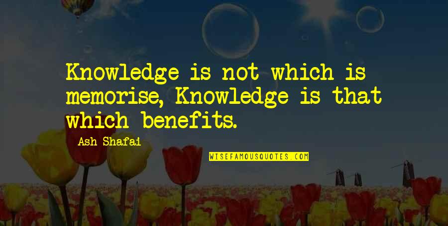 Memorise Quotes By Ash Shafai: Knowledge is not which is memorise, Knowledge is