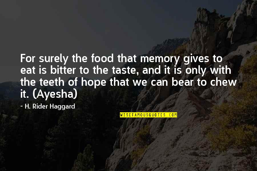 Memory And Hope Quotes By H. Rider Haggard: For surely the food that memory gives to