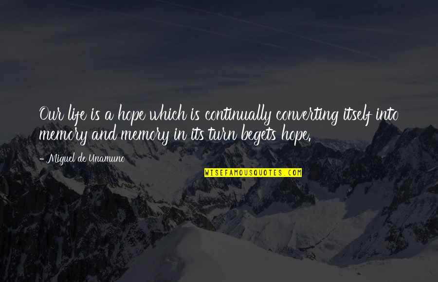 Memory And Hope Quotes By Miguel De Unamuno: Our life is a hope which is continually