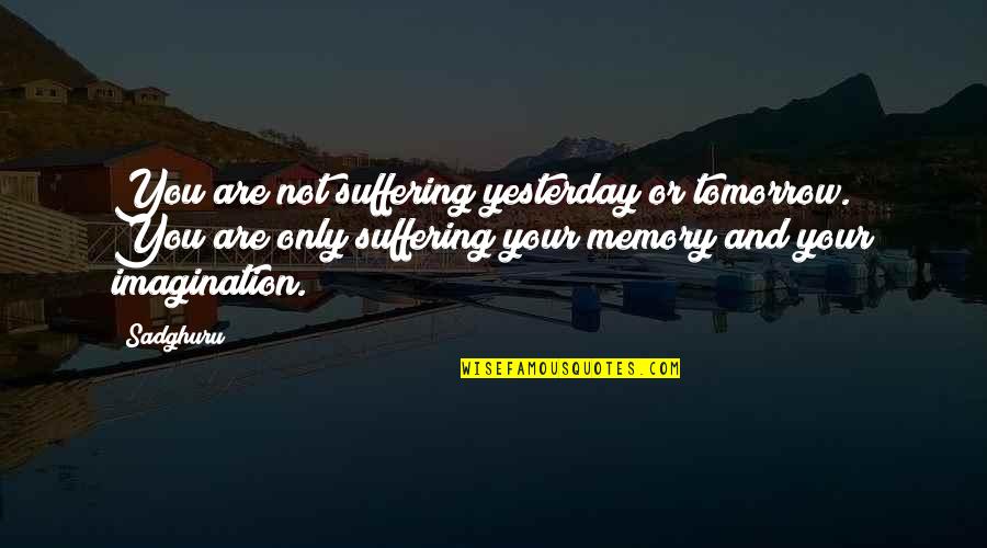 Memory And Imagination Quotes By Sadghuru: You are not suffering yesterday or tomorrow. You
