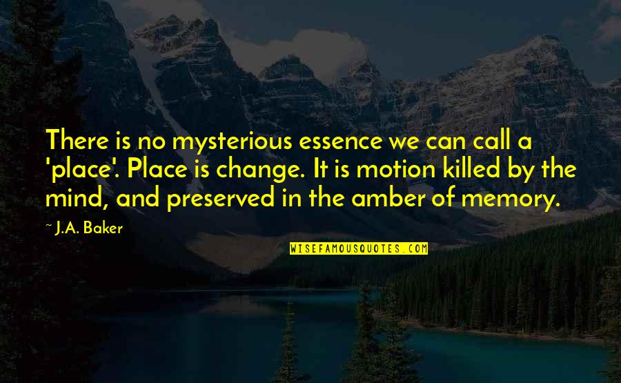 Memory And Place Quotes By J.A. Baker: There is no mysterious essence we can call