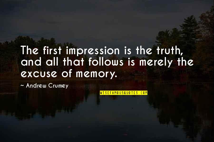 Memory And Truth Quotes By Andrew Crumey: The first impression is the truth, and all