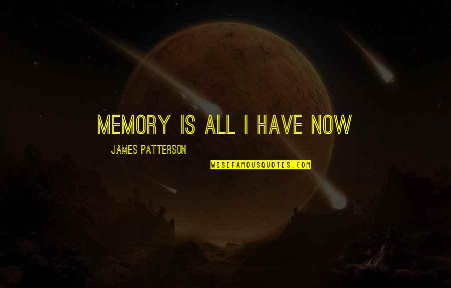 Memory Quote Quotes By James Patterson: Memory is all I have now