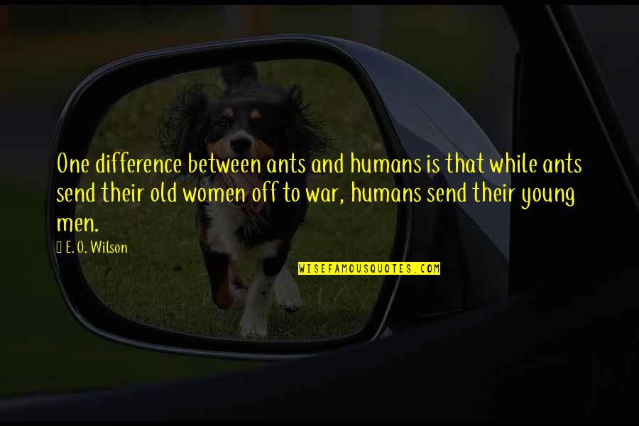 Men And War Quotes By E. O. Wilson: One difference between ants and humans is that Men And War Quotes By E. O. Wilson: One difference between ants and humans is that