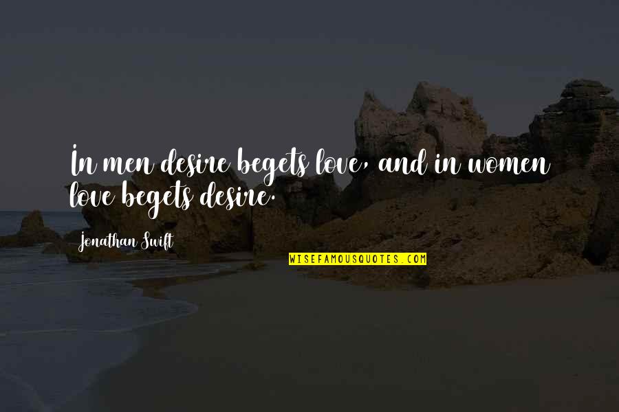 Men In Love Quotes By Jonathan Swift: In men desire begets love, and in women