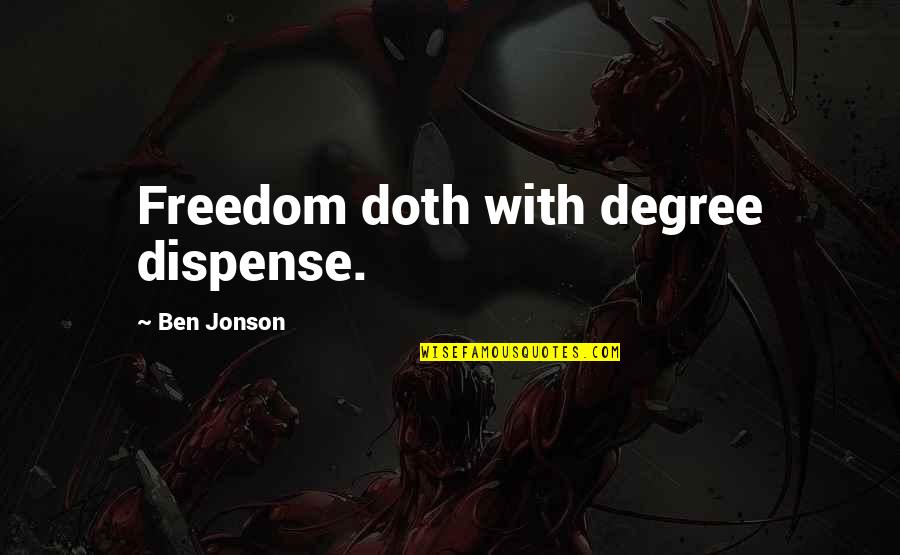 Men S Sorrow Woman S Curse Quotes By Ben Jonson: Freedom doth with degree dispense.