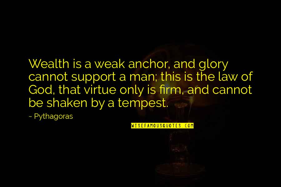 Men Support Quotes By Pythagoras: Wealth is a weak anchor, and glory cannot