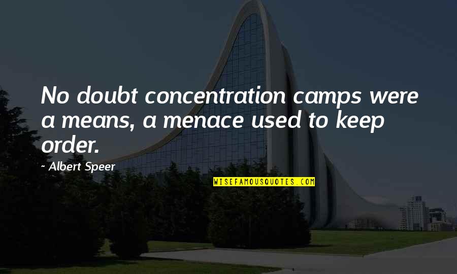 Menace Quotes By Albert Speer: No doubt concentration camps were a means, a