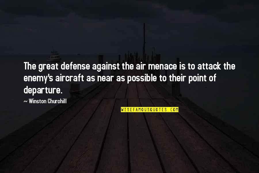 Menace Quotes By Winston Churchill: The great defense against the air menace is