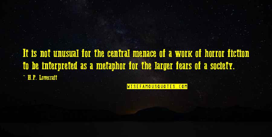 Menace To Society Quotes By H.P. Lovecraft: It is not unusual for the central menace