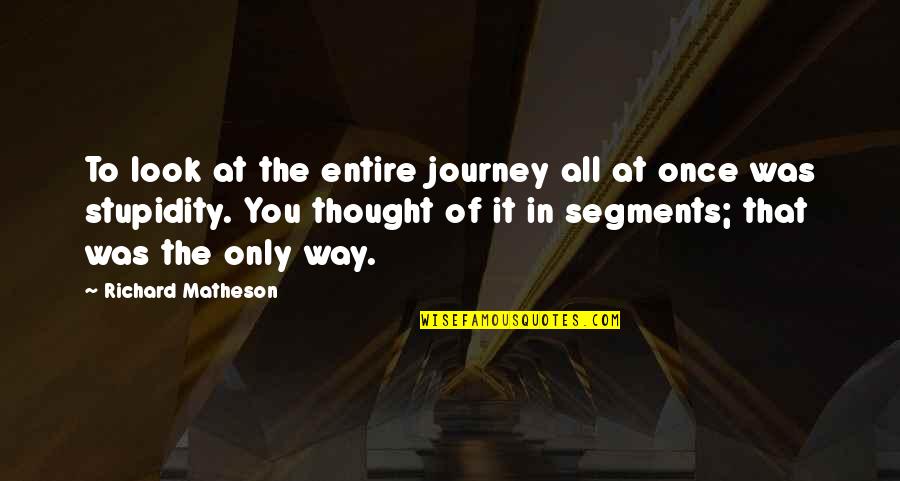 Menakutyan Quotes By Richard Matheson: To look at the entire journey all at