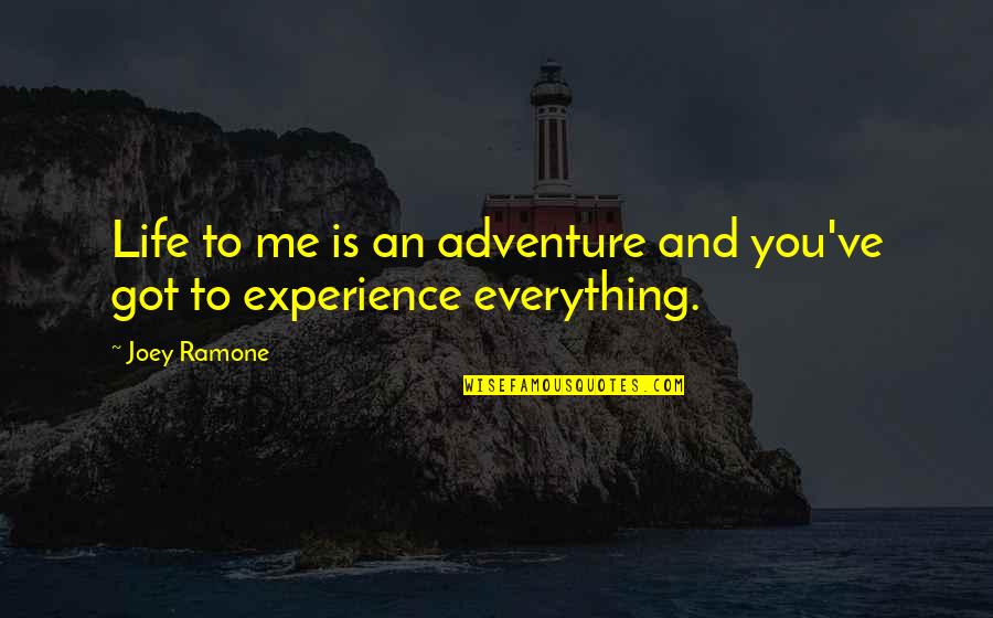 Menchen Ubung Quotes By Joey Ramone: Life to me is an adventure and you've