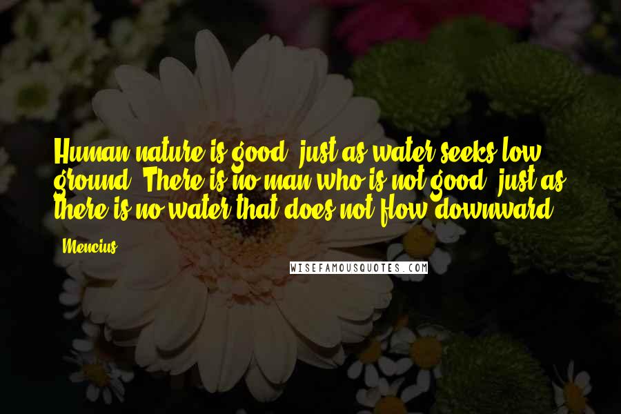 Mencius quotes: Human nature is good, just as water seeks low ground. There is no man who is not good, just as there is no water that does not flow downward.