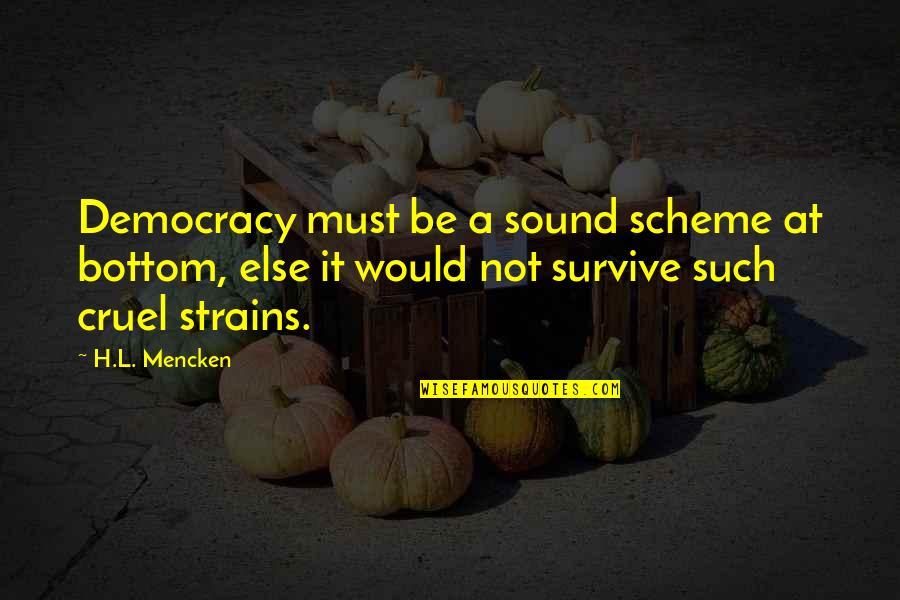 Mencken Democracy Quotes By H.L. Mencken: Democracy must be a sound scheme at bottom,