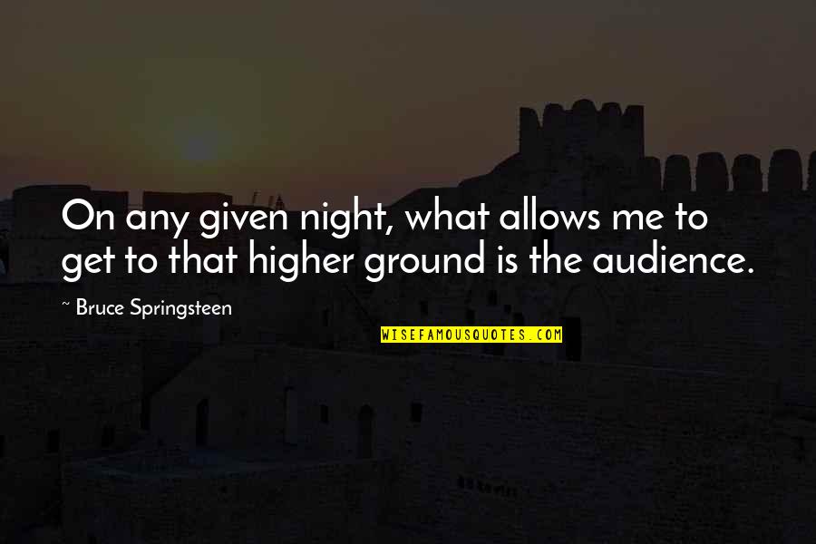 Menckens Mordant Quotes By Bruce Springsteen: On any given night, what allows me to Menckens Mordant Quotes By Bruce Springsteen: On any given night, what allows me to