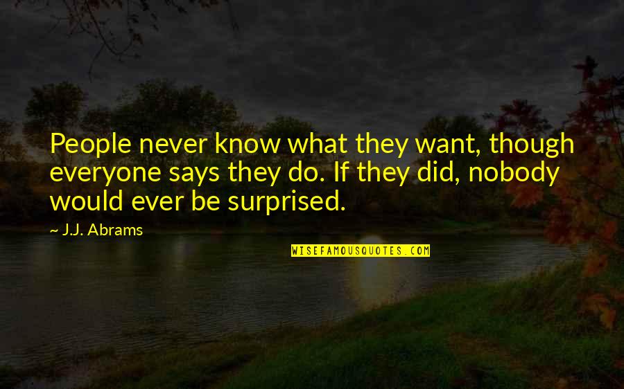 Mendatang Kbbi Quotes By J.J. Abrams: People never know what they want, though everyone Mendatang Kbbi Quotes By J.J. Abrams: People never know what they want, though everyone