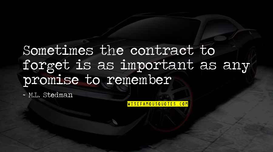 Mendelssohn Octet Quotes By M.L. Stedman: Sometimes the contract to forget is as important