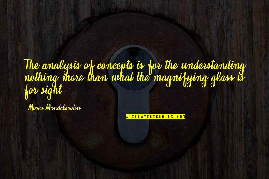 Mendelssohn's Quotes By Moses Mendelssohn: The analysis of concepts is for the understanding