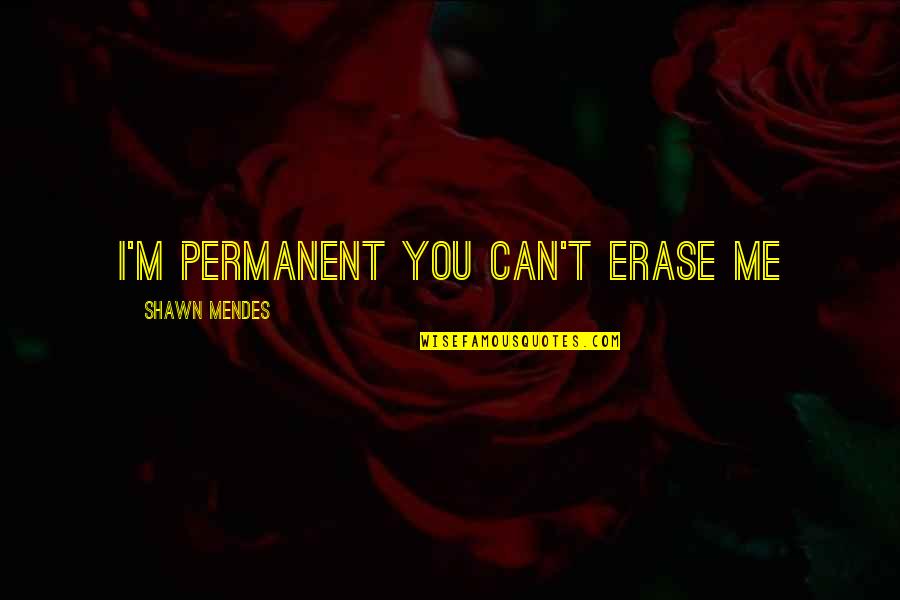 Mendes Quotes By Shawn Mendes: I'm permanent you can't erase me