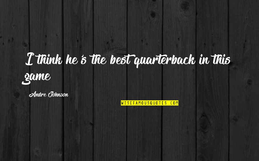 Mendicants Quotes By Andre Johnson: I think he's the best quarterback in this Mendicants Quotes By Andre Johnson: I think he's the best quarterback in this