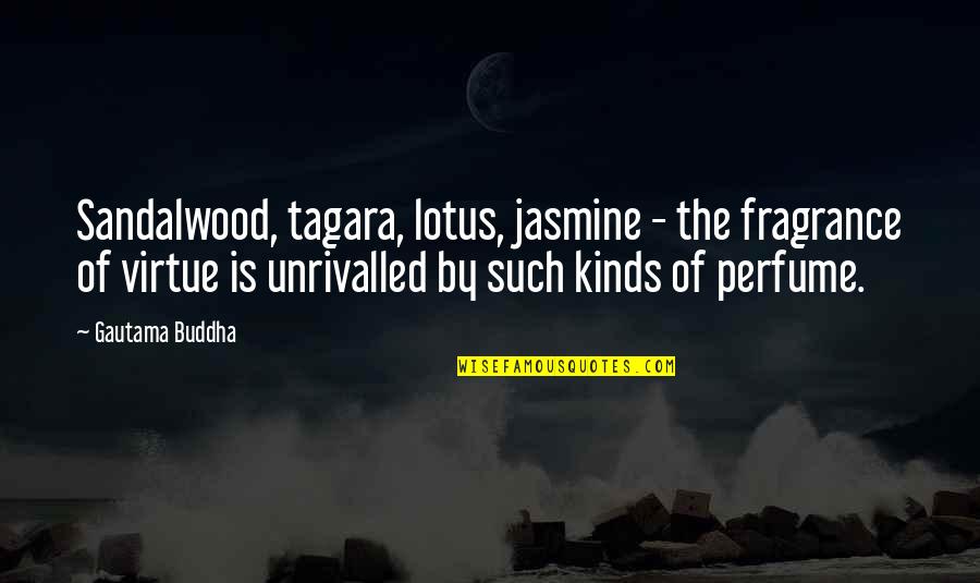 Mending Trust Quotes By Gautama Buddha: Sandalwood, tagara, lotus, jasmine - the fragrance of
