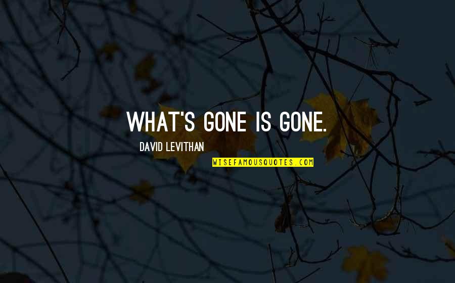 Mendis Distilleries Quotes By David Levithan: What's gone is gone.