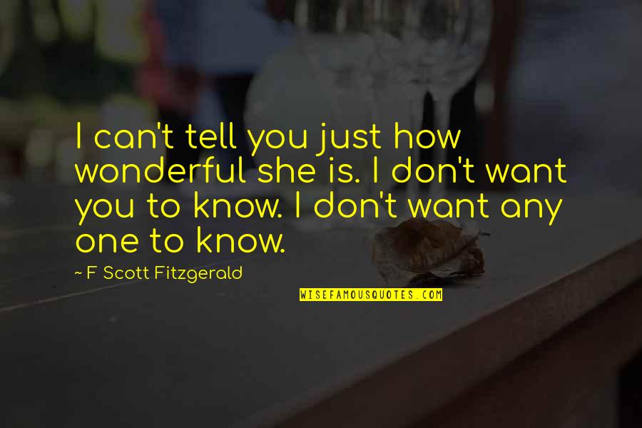 Menear Worrad Quotes By F Scott Fitzgerald: I can't tell you just how wonderful she Menear Worrad Quotes By F Scott Fitzgerald: I can't tell you just how wonderful she