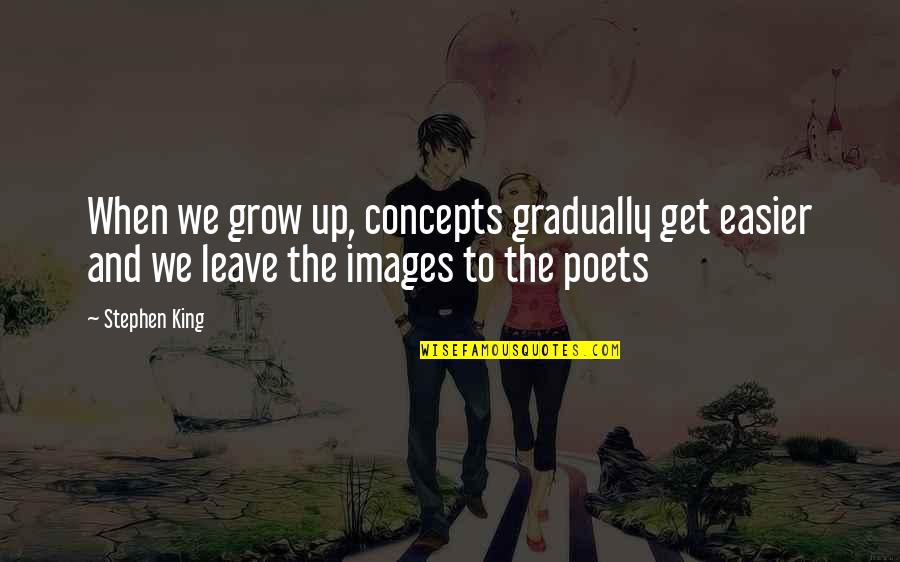 Mengganggu Gugat Quotes By Stephen King: When we grow up, concepts gradually get easier