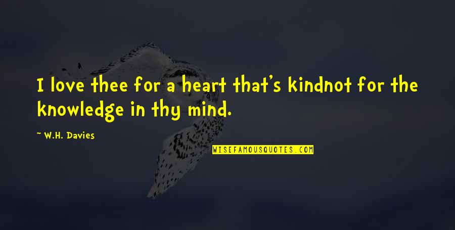 Menit Ke Quotes By W.H. Davies: I love thee for a heart that's kindnot
