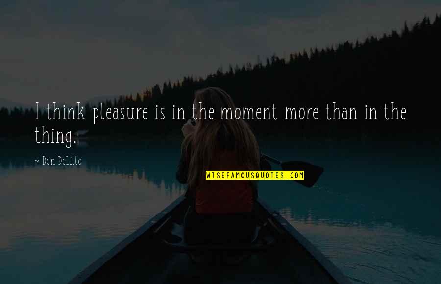 Menjodohkan Burung Quotes By Don DeLillo: I think pleasure is in the moment more