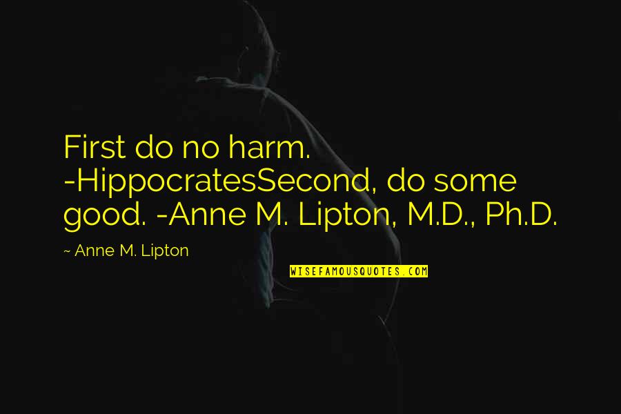 Menjunjung Tinggi Quotes By Anne M. Lipton: First do no harm. -HippocratesSecond, do some good.