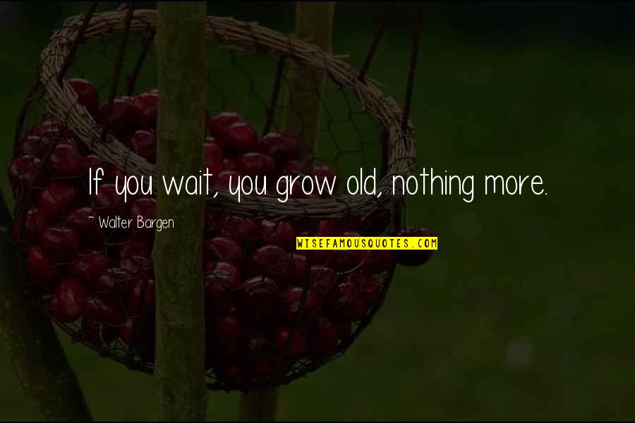 Menolly Reyes Quotes By Walter Bargen: If you wait, you grow old, nothing more. Menolly Reyes Quotes By Walter Bargen: If you wait, you grow old, nothing more.