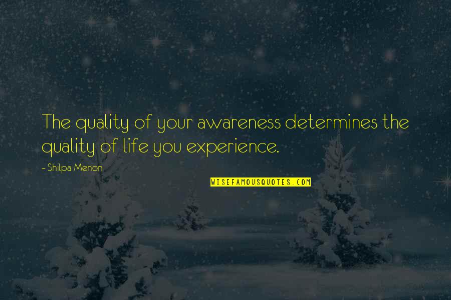Menon Quotes By Shilpa Menon: The quality of your awareness determines the quality