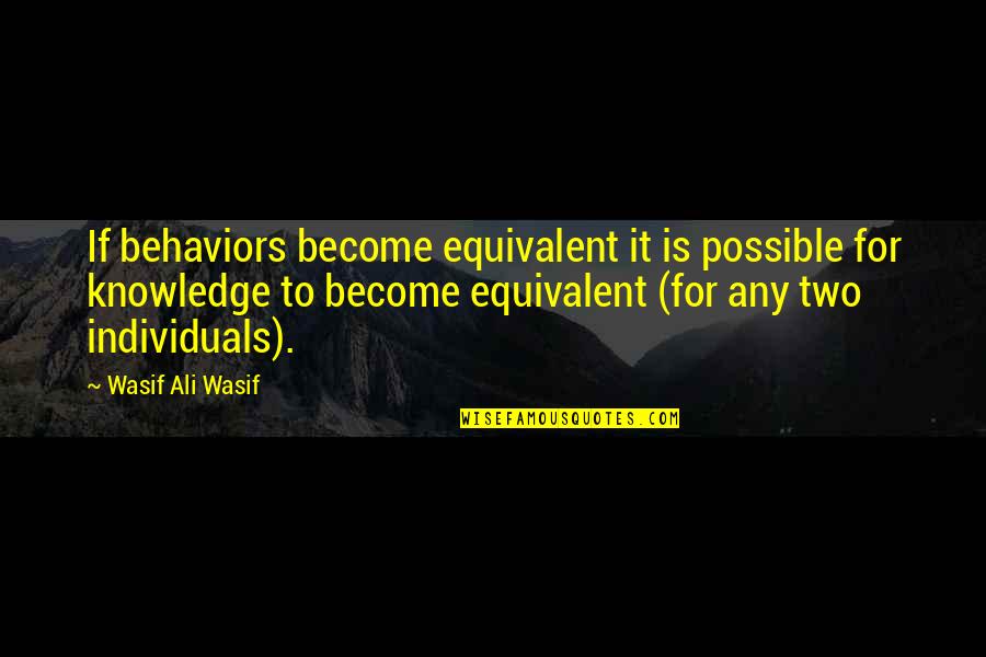 Mens Appearance Quotes By Wasif Ali Wasif: If behaviors become equivalent it is possible for