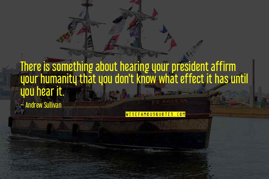 Mensa Quotes By Andrew Sullivan: There is something about hearing your president affirm